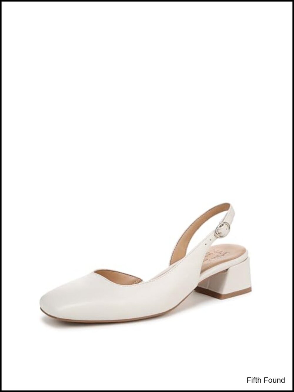 Slingback Block Heel Pump D'Orsay Square Toe Leather Adjustable Buckle